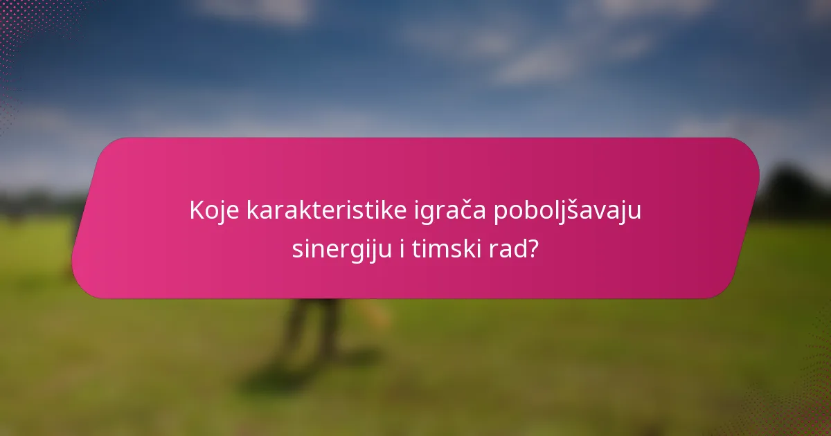 Koje karakteristike igrača poboljšavaju sinergiju i timski rad?